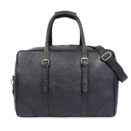 Overnight Black Leather Duffel Bag Premium Leather Weekender Holdall Travel Bag