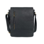 Revorsio Large Leather Unisex Shoulder, Crossbody, Messenger Bag Black