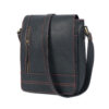 Premium Cowhide Leather Unisex Shoulder Bag Messenger Bag Black Red - Image 7