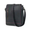 Premium Cowhide Leather Unisex Shoulder Bag Messenger Bag Black Red - Image 7