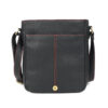 Premium Cowhide Leather Unisex Shoulder Bag Messenger Bag Black Red - Image 6