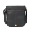 Premium Cowhide Leather Unisex Shoulder Bag Messenger Bag Black Red - Image 6