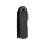 Premium Cowhide Leather Unisex Shoulder Bag Messenger Bag Black Red - Image 5