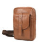 Unisex Brown Tan Leather Crossbody Sling Bag – Stylish & Compact Shoulder Bag for Everyday Use - Image 4