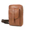 Unisex Brown Tan Leather Crossbody Sling Bag – Stylish & Compact Shoulder Bag for Everyday Use - Image 4