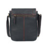Premium Cowhide Leather Unisex Shoulder Bag Messenger Bag Black Red - Image 4