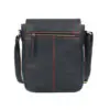 Premium Cowhide Leather Unisex Shoulder Bag Messenger Bag Black Red - Image 4