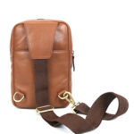 Unisex Brown Tan Leather Crossbody Sling Bag – Stylish & Compact Shoulder Bag for Everyday Use - Image 3