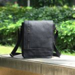 Revorsio Large Leather Unisex Shoulder, Crossbody, Messenger Bag Black - Image 2