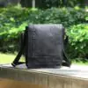 Revorsio Large Leather Unisex Shoulder, Crossbody, Messenger Bag Black - Image 9