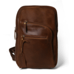 Unisex Premium Crossbody Sling Leather Vintage Bag Chocolate Brown *