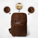 Unisex Premium Crossbody Sling Leather Vintage Bag Chocolate Brown * - Image 11