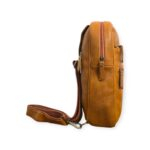 Unisex Premium Crossbody Leather Vintage Bag Mustard Yellow - Image 4