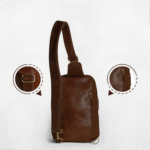 Unisex Premium Crossbody Sling Leather Vintage Bag Chocolate Brown * - Image 10