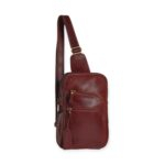 Unisex Premium Crossbody Leather Vintage Bag Burgundy * - Image 3