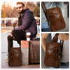 Unisex Premium Crossbody Sling Leather Vintage Bag Chocolate Brown * - Image 2