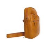 Unisex Premium Crossbody Leather Vintage Bag Mustard Yellow - Image 3