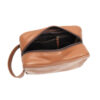 Premium Genuine Leather Wash Bag Large Tan - Image 6