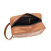 Premium Genuine Leather Wash Bag Large Tan - Image 6