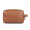 Premium Genuine Leather Wash Bag Large Tan - Image 3