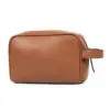 Premium Genuine Leather Wash Bag Large Tan - Image 2